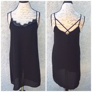 Black Dress Slip / Sexy Nightgown Chemise with Lace accents